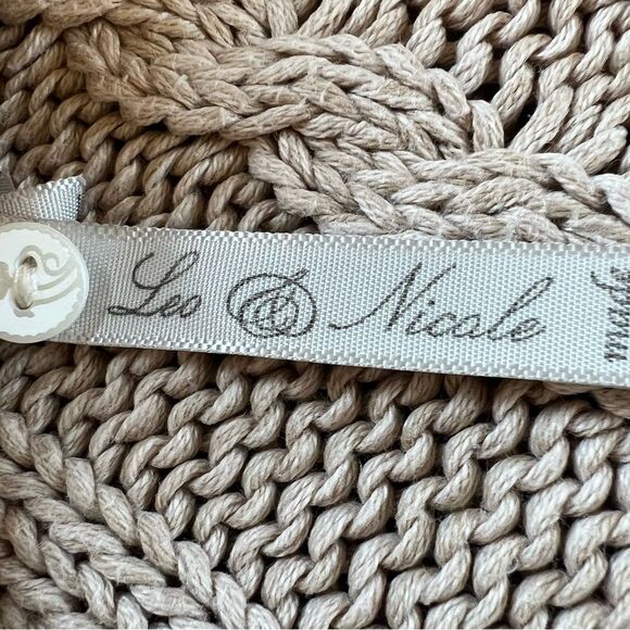 Leo and Nicole Cotton Cable Knit Light Mocha Fisherman Sweater SZ XL - Picture 4 of 15